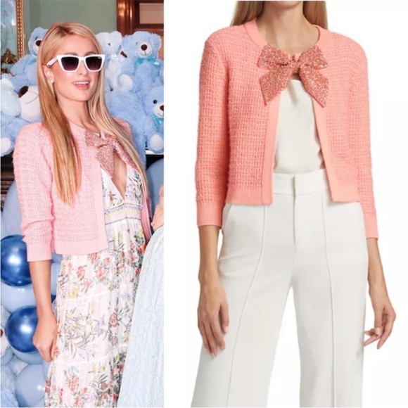 NWT Alice + Olivia Akira Embellished Bow Cardigan Sweater XS